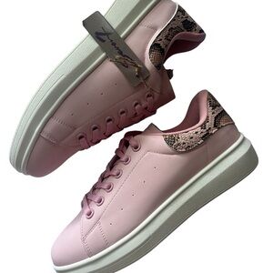 Seven7 Pink Women's Sneakers with Snake Print Detail BNWT